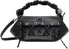 Ganni Womens Black Bou Mini Eyelet Leather Top-handle Bag In 099 Black