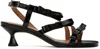 Ganni Black Multi Bow Mid Heeled Sandals In 099 Black