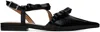 Ganni Black Multi Bow Pointy Cut-out Ballerina Flats In Gray