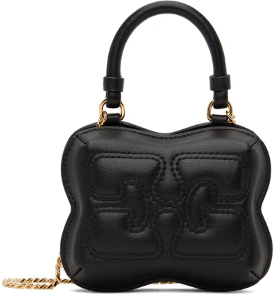 Ganni Black Nano Butterfly Crossbody Bag In 099 Black