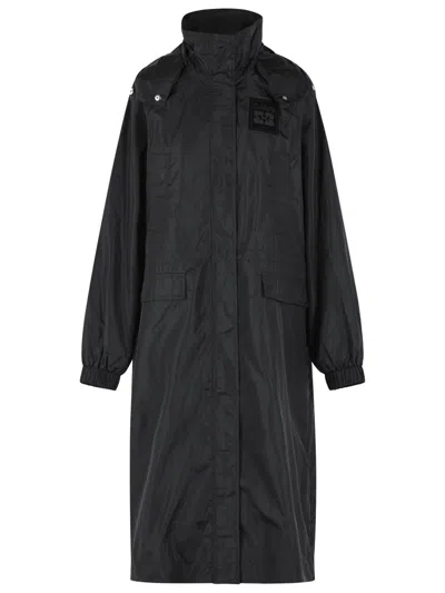 Ganni Black Nylon Raincoat In Blue