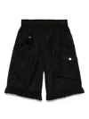 Ganni Flap Pocket Ruffle Hem Shorts In Black