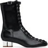Ganni Black Oleatex Eyelets Lace-up Ankle Boots In 099 Black