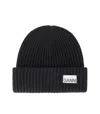 Ganni Black Oversize Ribbed Beanie