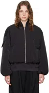 GANNI BLACK OVERSIZED BOMBER JACKET