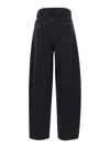 Ganni Black Pants With High Waist And Logo Patch On The Rear In Cotton Woman In Black