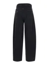 Ganni Black Pants With High Waist And Logo Patch On The Rear In Cotton Woman In Black