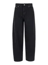 Ganni Black Pants With High Waist And Logo Patch On The Rear In Cotton Woman In Multicolor
