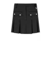 Ganni Womens Phantom Pleated Faux-crystal Buttons Scuba Mini Skirt In Black