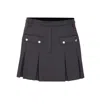 Ganni Black Pleated Mini Skirt In Gray