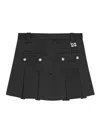 Ganni Black Pleated Mini Skirt In Gray