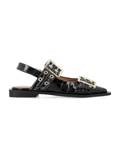 GANNI BLACK POINTED TOE SANDALS