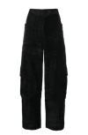 Ganni Black Polyester Cotton Trousers In Black