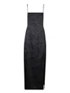 Ganni Crinkled Satin Midi Slip Dress In Black