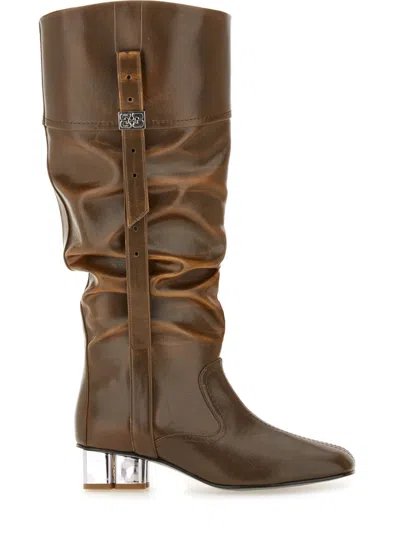Ganni Black Polyurethane Boots In Brown