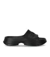 Ganni Logo-embossed Chunky Slides In Black