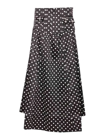 Ganni Black Printed Double Dots Print Skirt