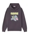 Ganni Isoli Oversized Hoodie With Graphic Puppy Print In Gray