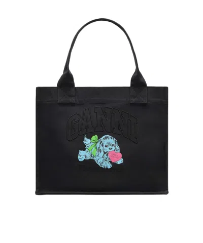 Ganni Black Puppy Large Tote