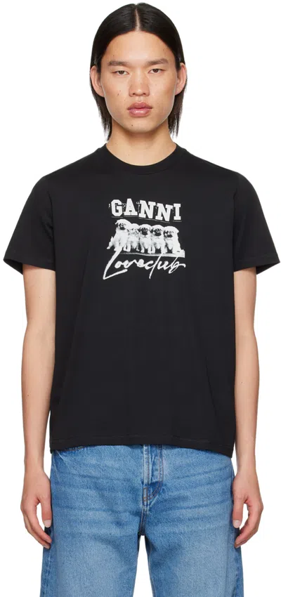 Ganni Black Puppy Love T-shirt