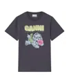 Ganni Puppy Dog-print Graphic T-shirt In Gray