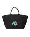 Ganni Black Puppy Xxl Canvas Tote Bag In Black