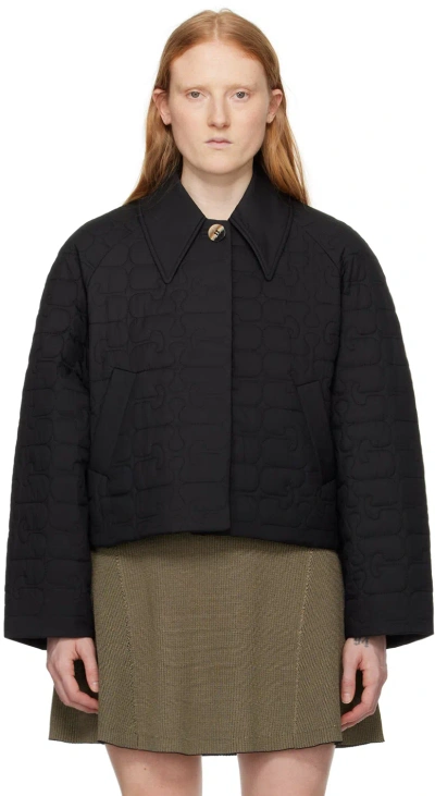 Ganni Black Quilt Jacket In 099 Black