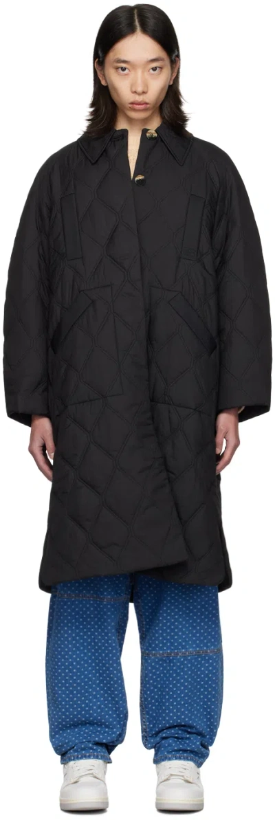 Ganni Black Quilted Coat