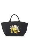 Ganni Banana Print Xxl Tote Bag In Black