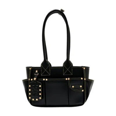 Ganni Black Recycled Leather Polyurethane Polyester Handbag