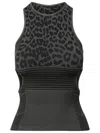 Ganni Leopard-jacquard Seamless Tank Top In Black