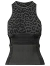 Ganni Leopard-jacquard Seamless Tank Top In Black