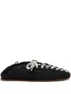 Ganni Sporty Nylon Ballerina Sneakers Lace Up In Black