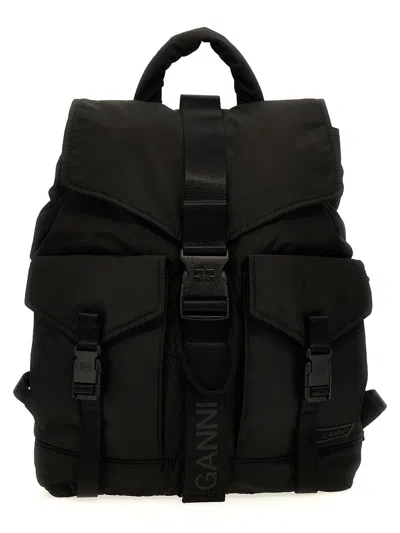 Ganni Black Recycled Polyester Backpack