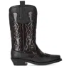 Ganni Black Reptile Effect Texan Boot In Black