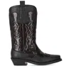 Ganni Black Reptile Effect Texan Boot In Black