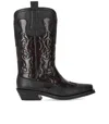 Ganni Black Reptile Effect Texan Boot In Black