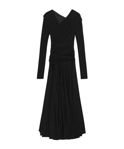 GANNI BLACK RUCHED DRESS