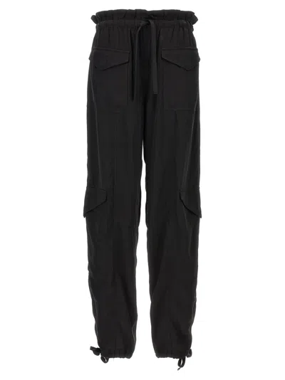 GANNI BLACK WASHED SATIN POCKET PANTS