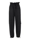 Ganni Black Cargo Pants With Drawstring In Satin Woman In Black
