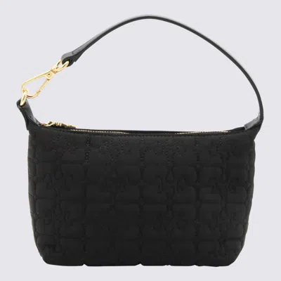 Ganni Black Satin Padded Butterfly Small Top Handle Bag