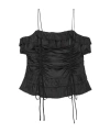 Ganni Solid Satin Slip Top In Black