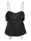 Ganni Solid Satin Slip Top In Black