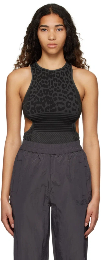 Ganni Leopard-jacquard Seamless Tank Top In Multi