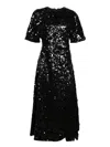Ganni Midi Velvet And Sequin Dress (size 34) In Black