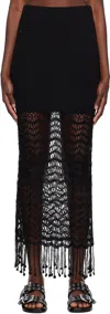 Ganni Macramé-detailing Maxi Skirt In 099 Black