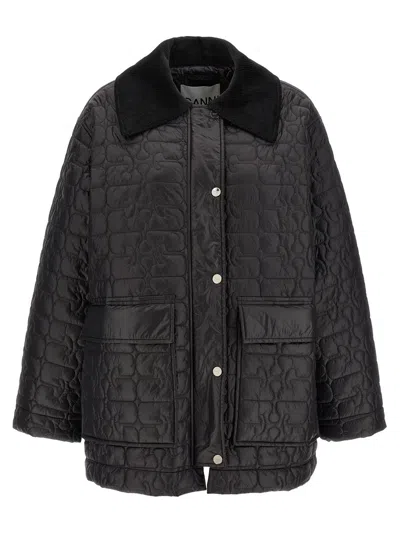 GANNI GANNI 'BLACK SHINY QUILT MIDI' JACKET