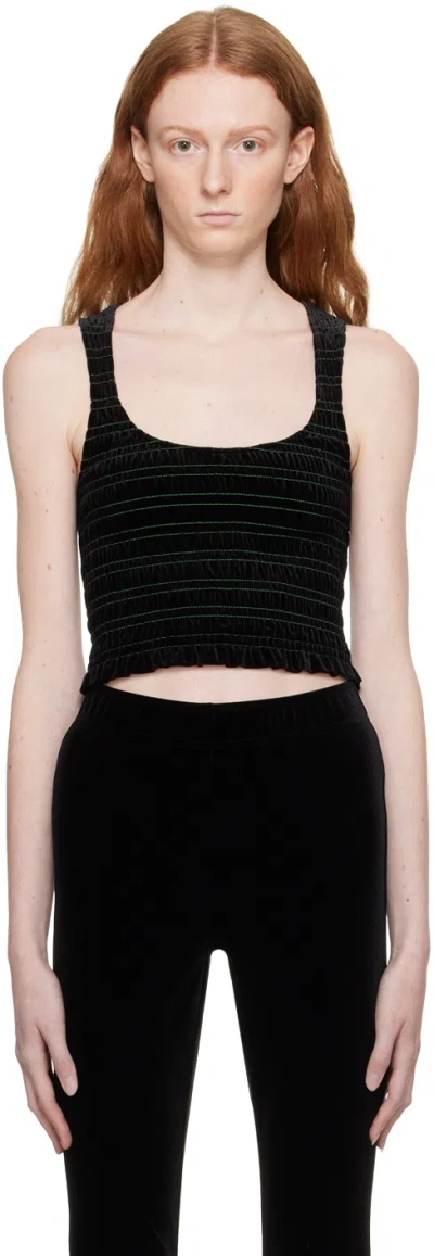 Ganni Black Shirred Tank Top