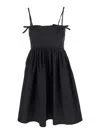 Ganni Black Sleeveless Dress With Spaghetti Straps And Bow Detail On The Rear