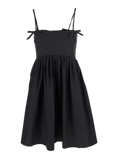 GANNI GANNI BLACK SHORT DRESS WITH BALLOON SKIRT